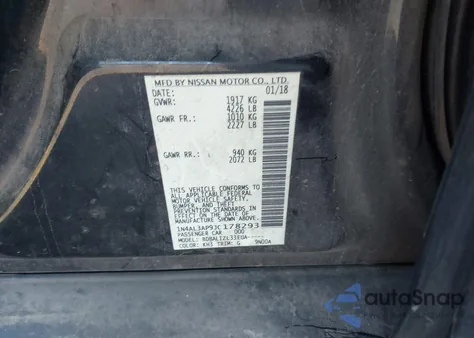 2018 Nissan Altima 2.5 Sv z USA, uszkodzony, nr VIN 1N4AL3AP9JC178293